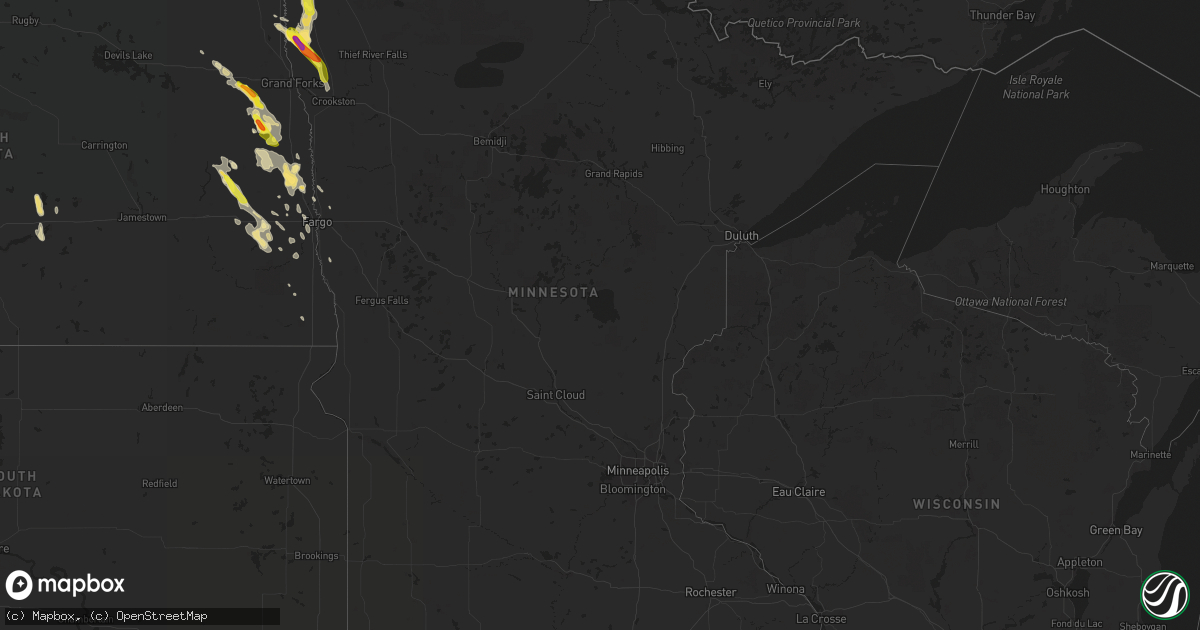 Hail map in Minnesota on July 31, 2017
