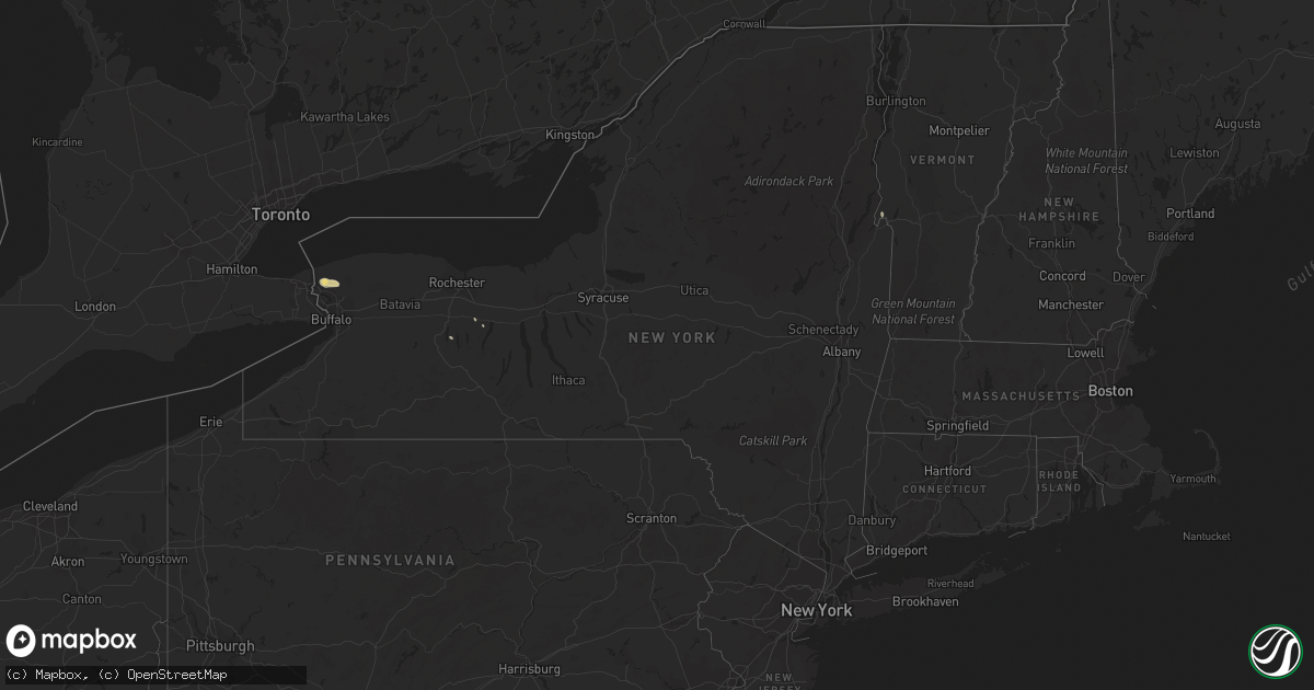 Hail map in New York on July 31, 2017