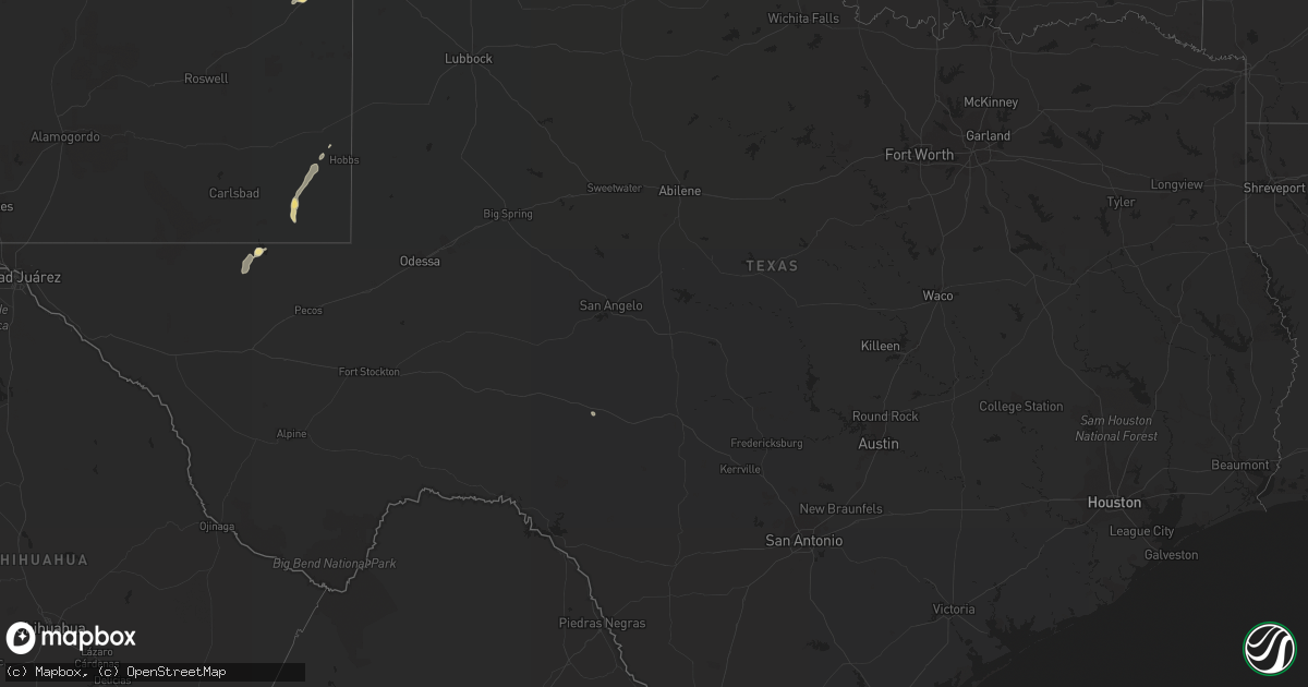 Hail map in Texas on July 31, 2017