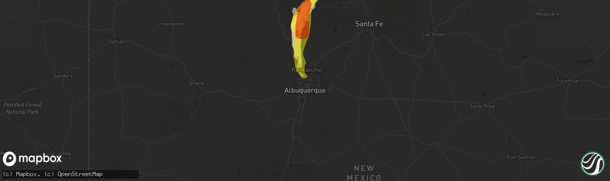 Hail map in Albuquerque, NM on July 31, 2018