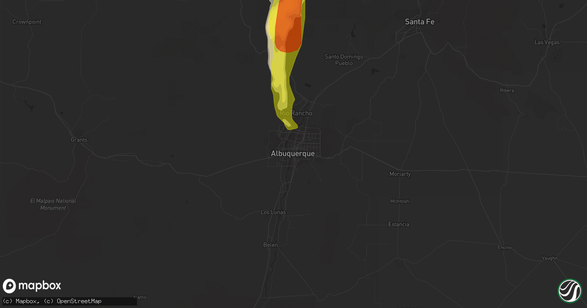 Hail map in Albuquerque, NM on July 31, 2018