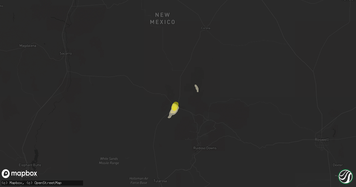 Hail map in Carrizozo, NM on July 31, 2018