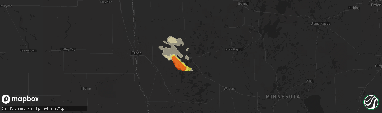 Hail map in Detroit Lakes, MN on July 31, 2018