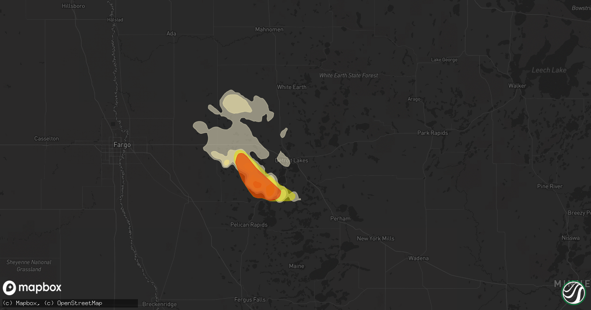 Hail map in Detroit Lakes, MN on July 31, 2018