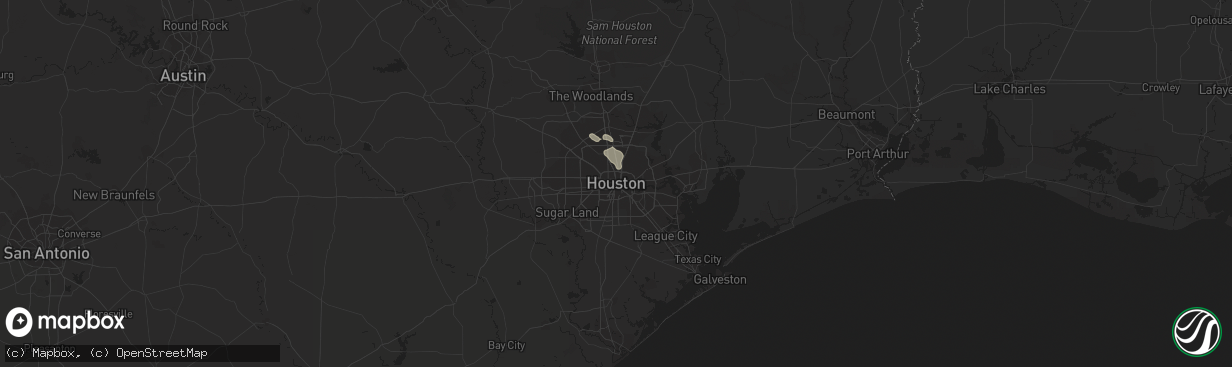 Hail map in Houston, TX on July 31, 2018