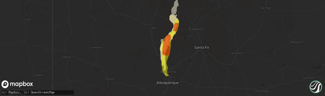 Hail map in Jemez Pueblo, NM on July 31, 2018