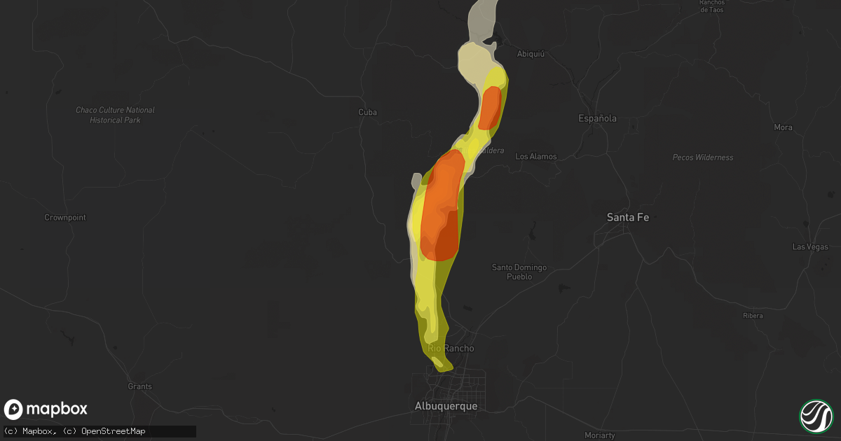 Hail map in Jemez Pueblo, NM on July 31, 2018