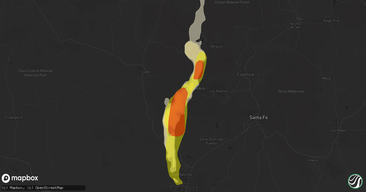 Hail map in Jemez Springs, NM on July 31, 2018