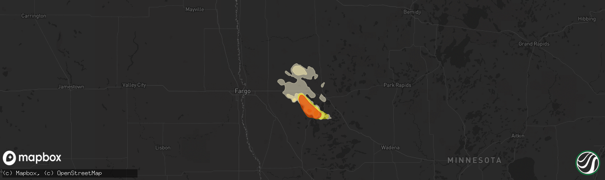 Hail map in Lake Park, MN on July 31, 2018