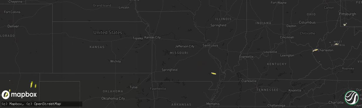 Hail map in Missouri on July 31, 2018