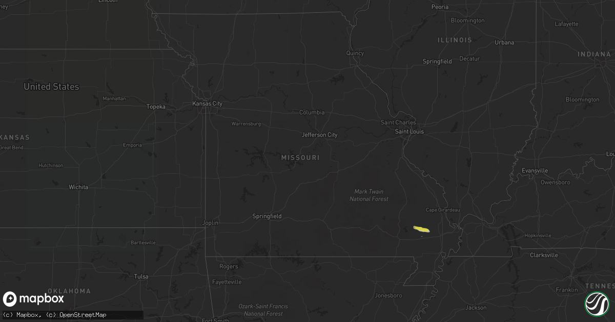 Hail map in Missouri on July 31, 2018