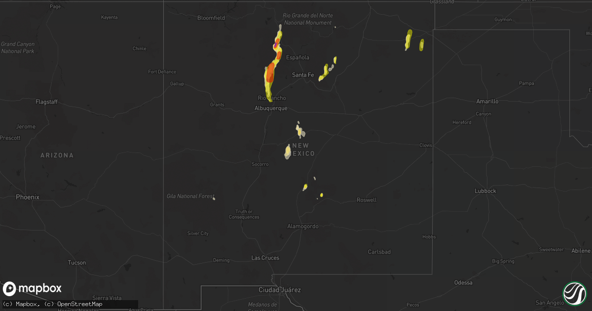 Hail map in New Mexico on July 31, 2018