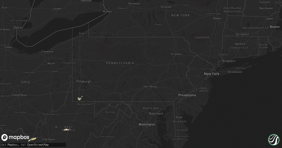 Hail map in Pennsylvania on July 31, 2018
