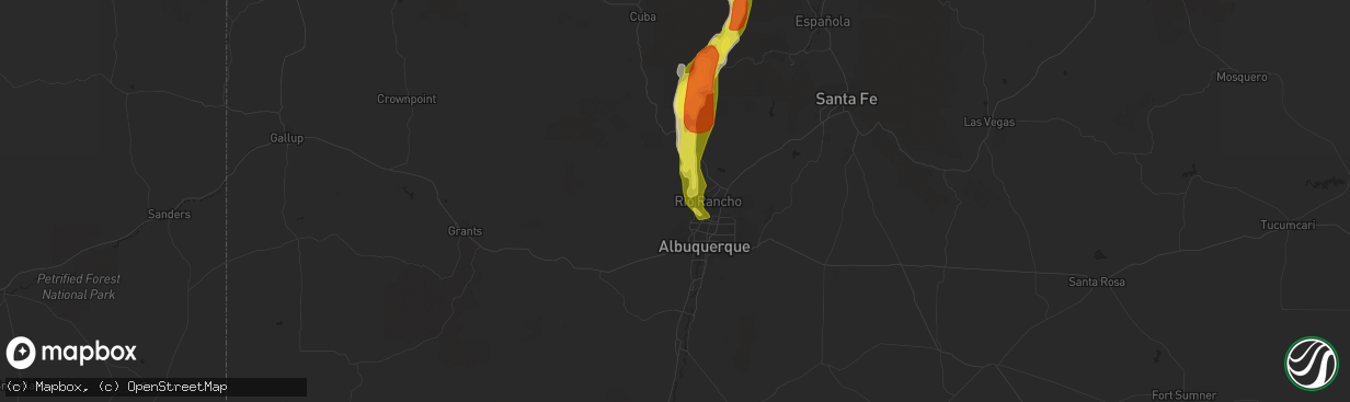 Hail map in Rio Rancho, NM on July 31, 2018