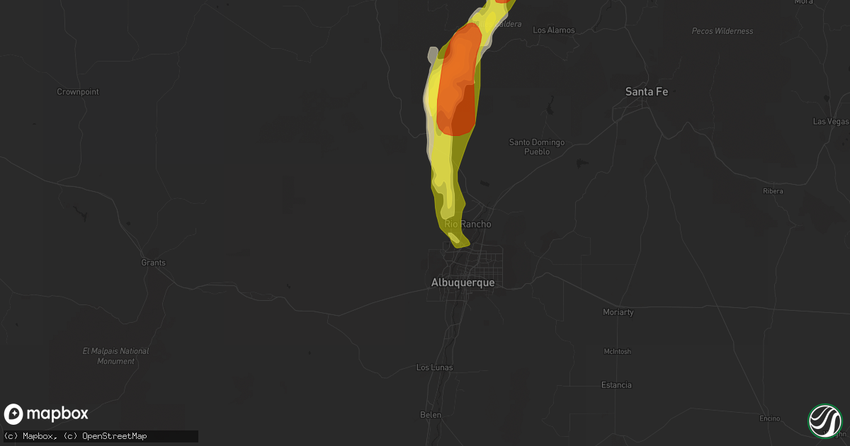 Hail map in Rio Rancho, NM on July 31, 2018
