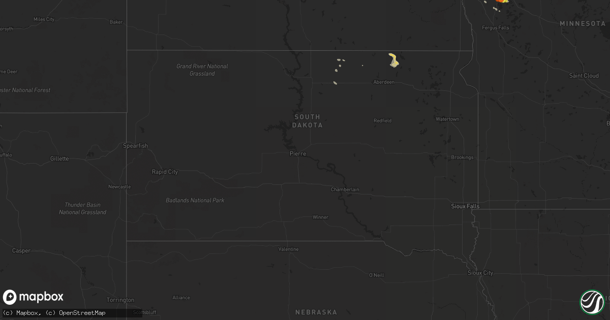 Hail map in South Dakota on July 31, 2018
