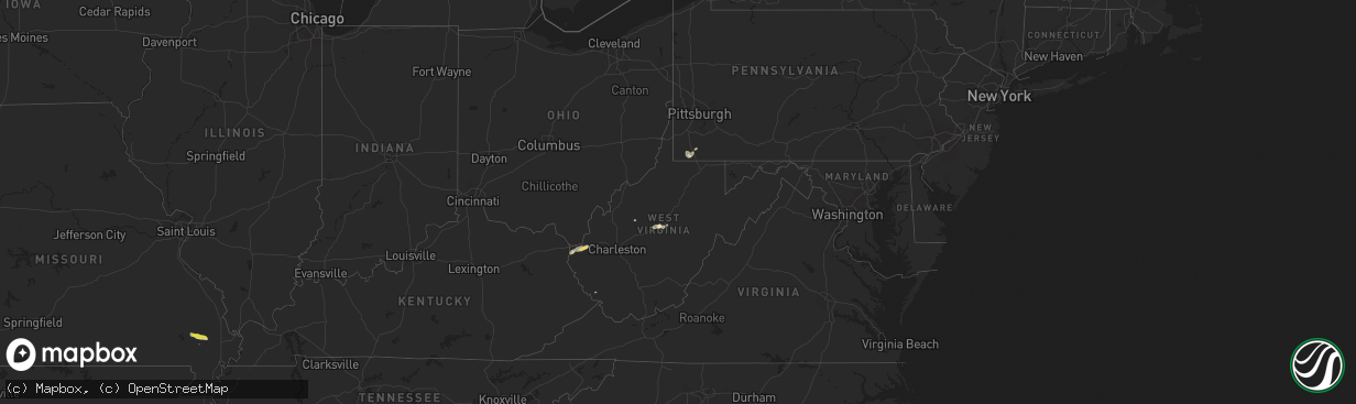 Hail map in West Virginia on July 31, 2018