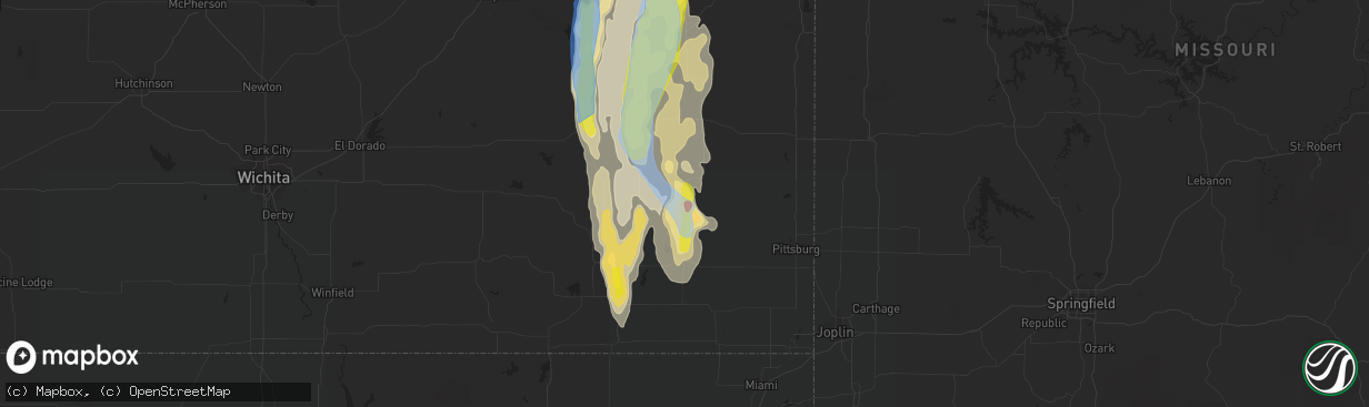 Hail map in Erie, KS on July 31, 2019