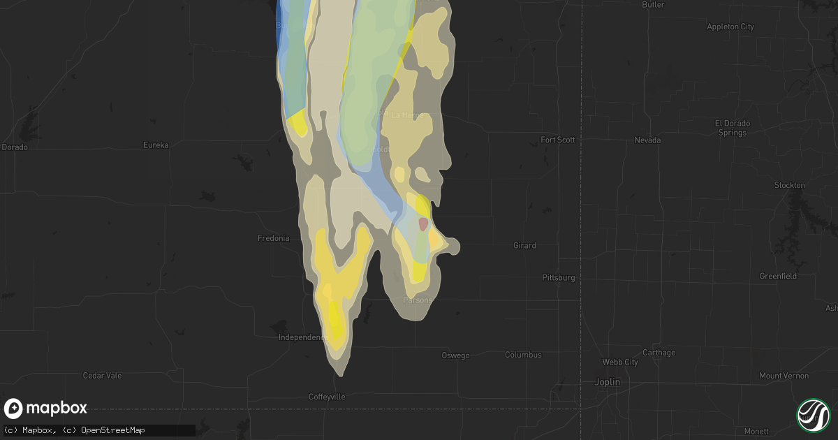 Hail map in Erie, KS on July 31, 2019