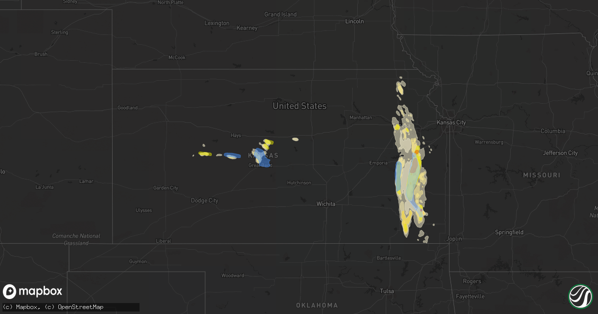 Hail map in Kansas on July 31, 2019