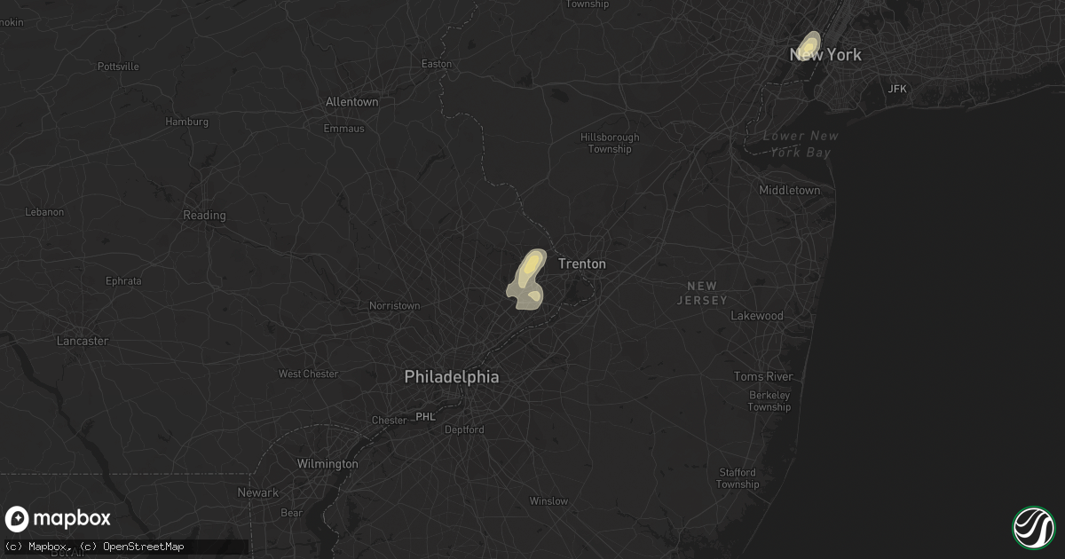 Hail map in Langhorne, PA on July 31, 2019