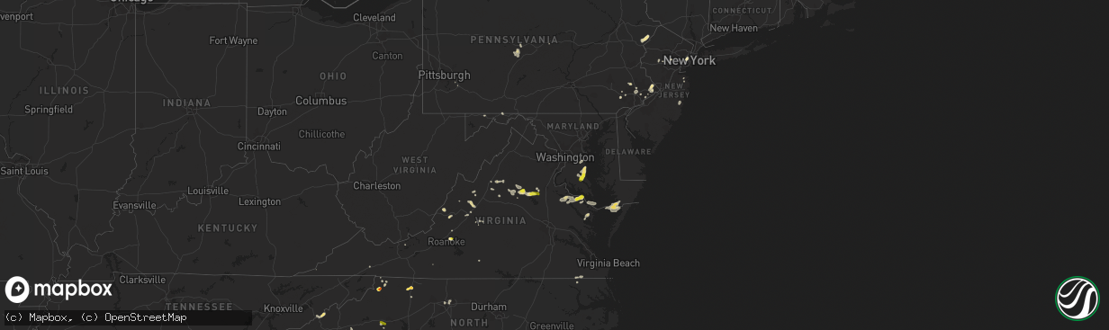 Hail map in Maryland on July 31, 2019