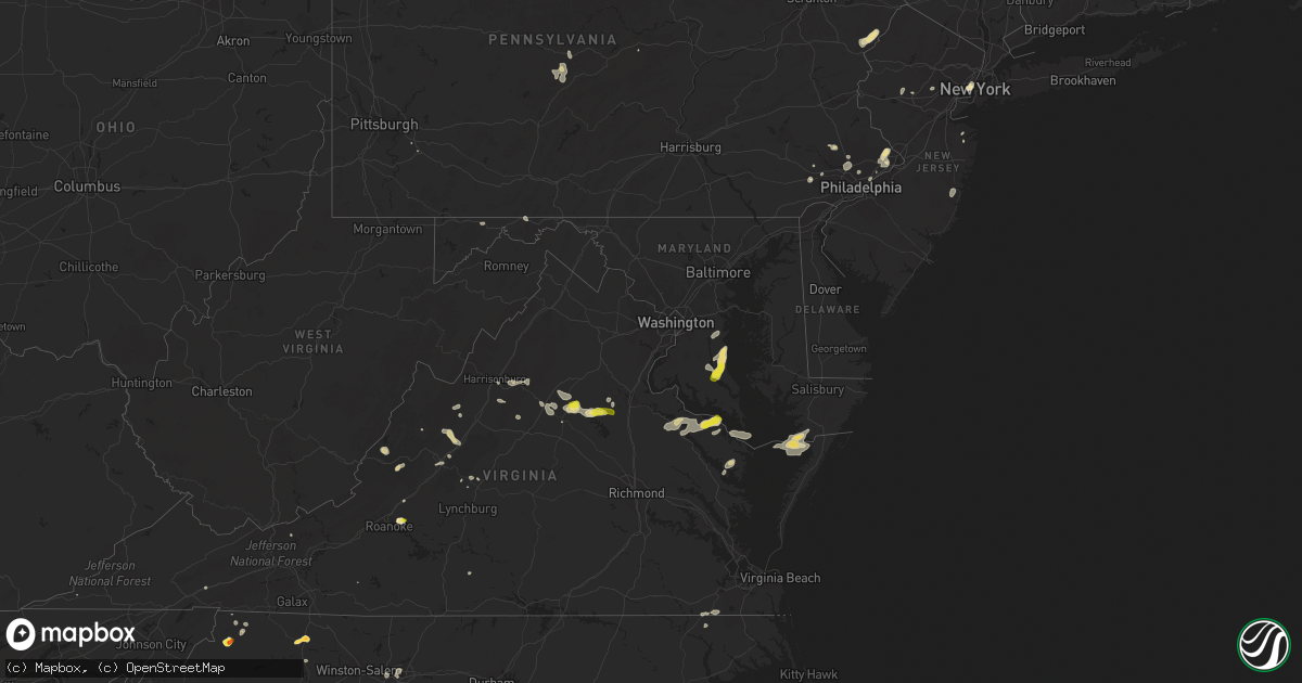 Hail map in Maryland on July 31, 2019