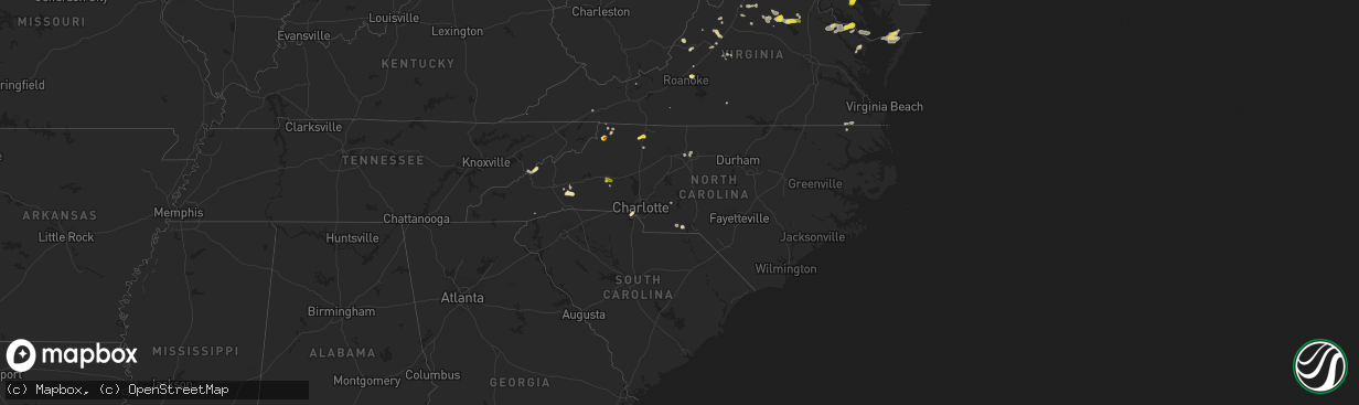 Hail map in North Carolina on July 31, 2019