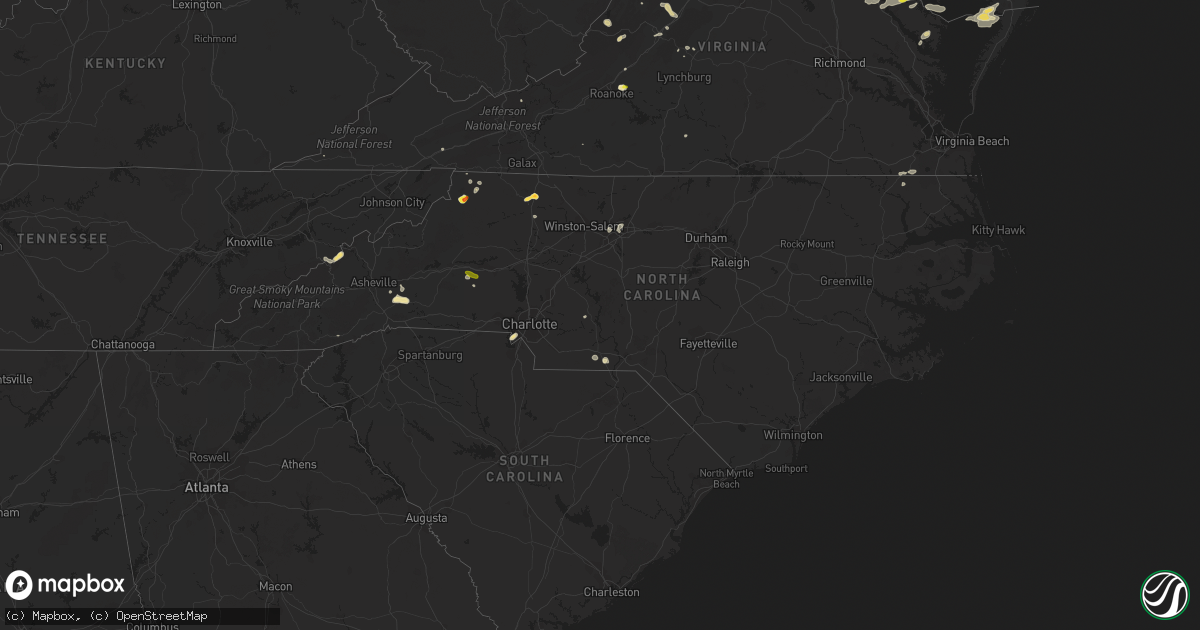 Hail map in North Carolina on July 31, 2019