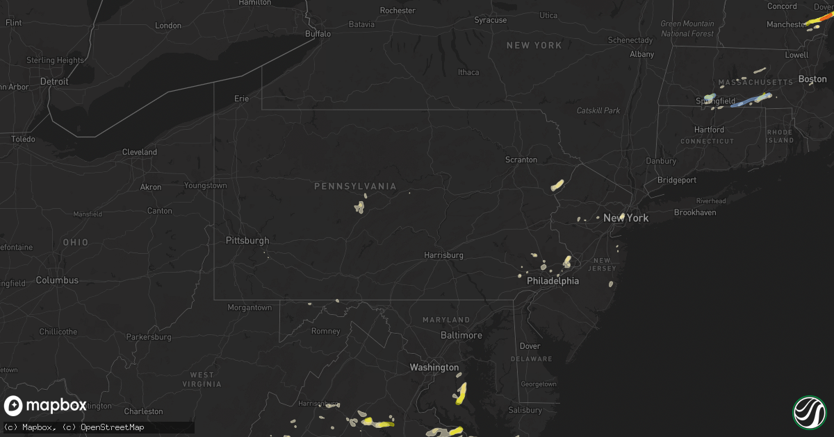 Hail map in Pennsylvania on July 31, 2019