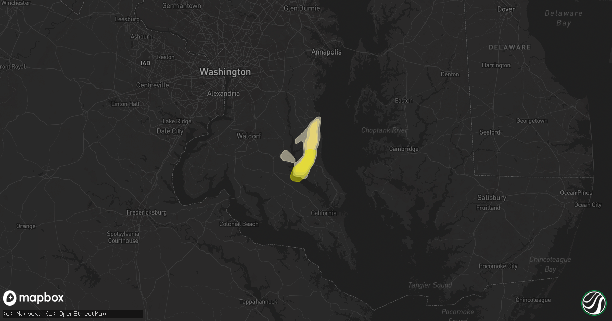 Hail map in Prince Frederick, MD on July 31, 2019