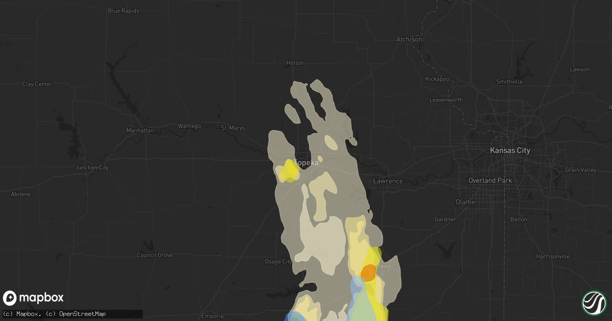 Hail map in Topeka, KS on July 31, 2019