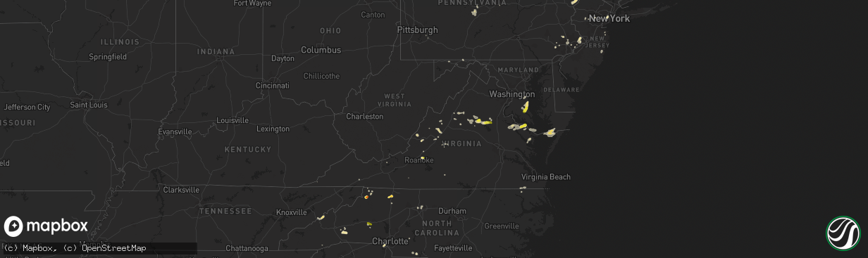 Hail map in Virginia on July 31, 2019