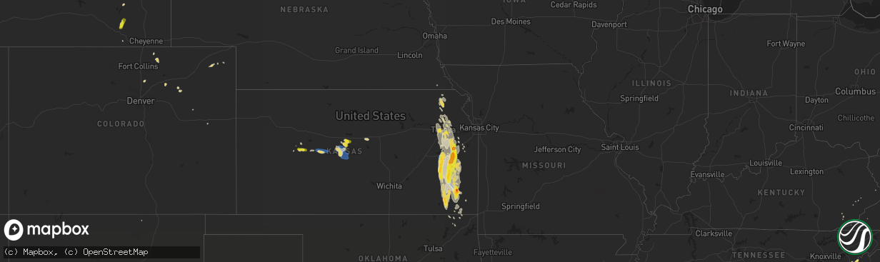 Hail map on July 31, 2019