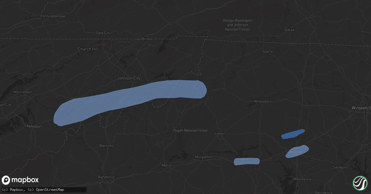 Hail map in Banner Elk, NC on July 31, 2020