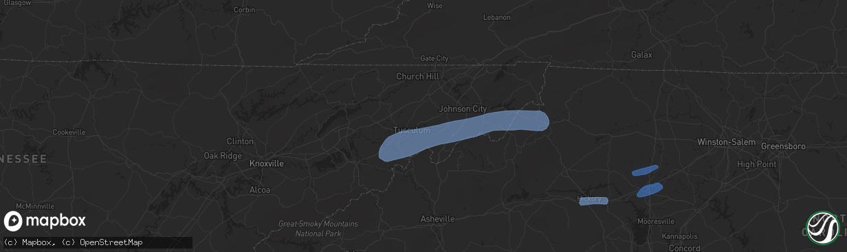 Hail map in Chuckey, TN on July 31, 2020