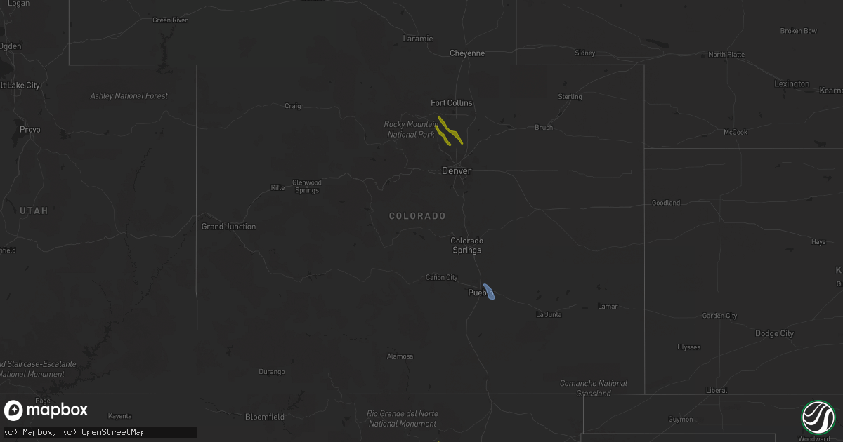 Hail map in Colorado on July 31, 2020