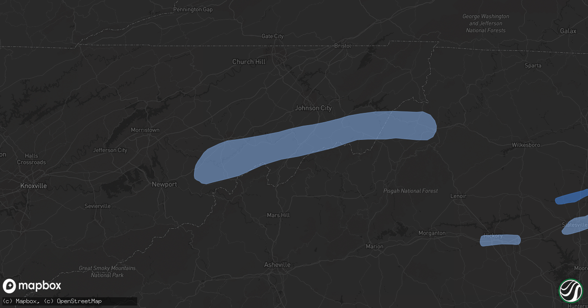 Hail map in Erwin, TN on July 31, 2020