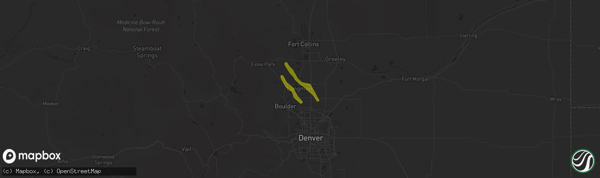 Hail map in Longmont, CO on July 31, 2020