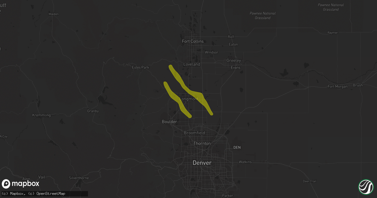 Hail map in Longmont, CO on July 31, 2020