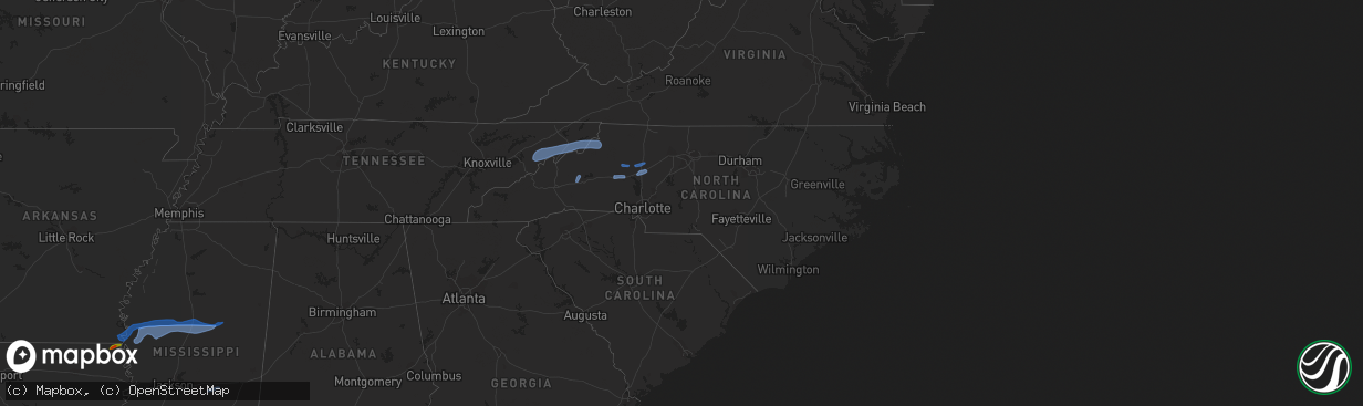 Hail map in North Carolina on July 31, 2020