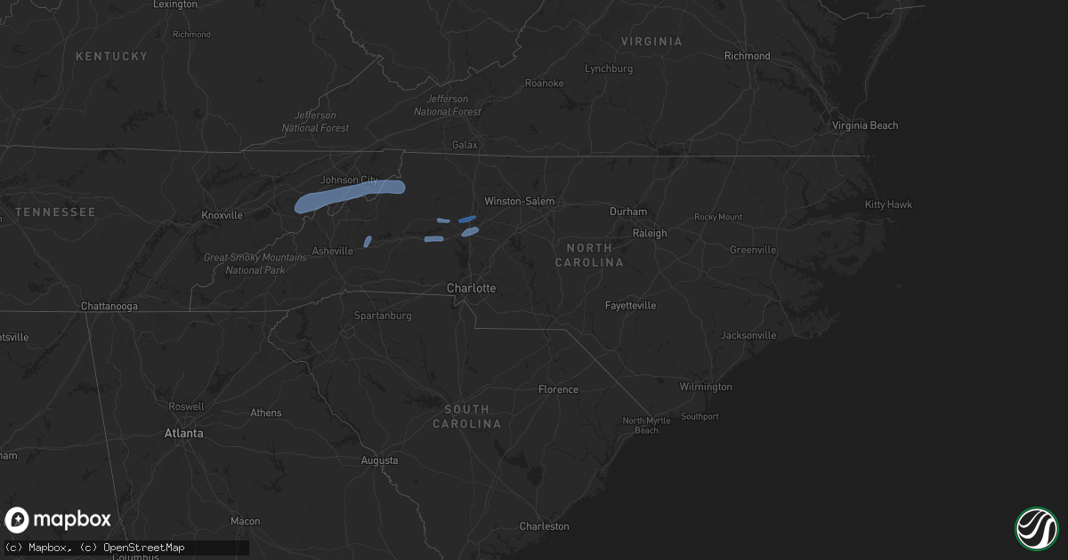 Hail map in North Carolina on July 31, 2020
