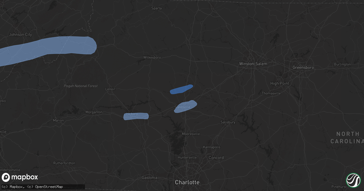 Hail map in Statesville, NC on July 31, 2020