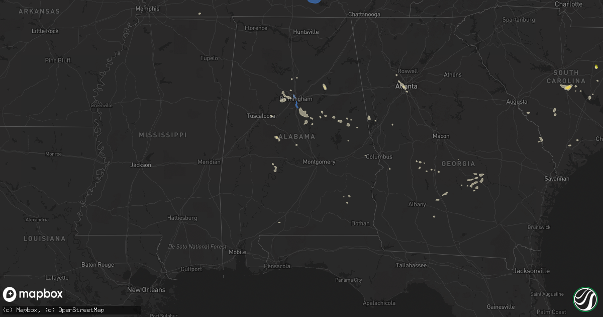 Hail map in Alabama on July 31, 2021