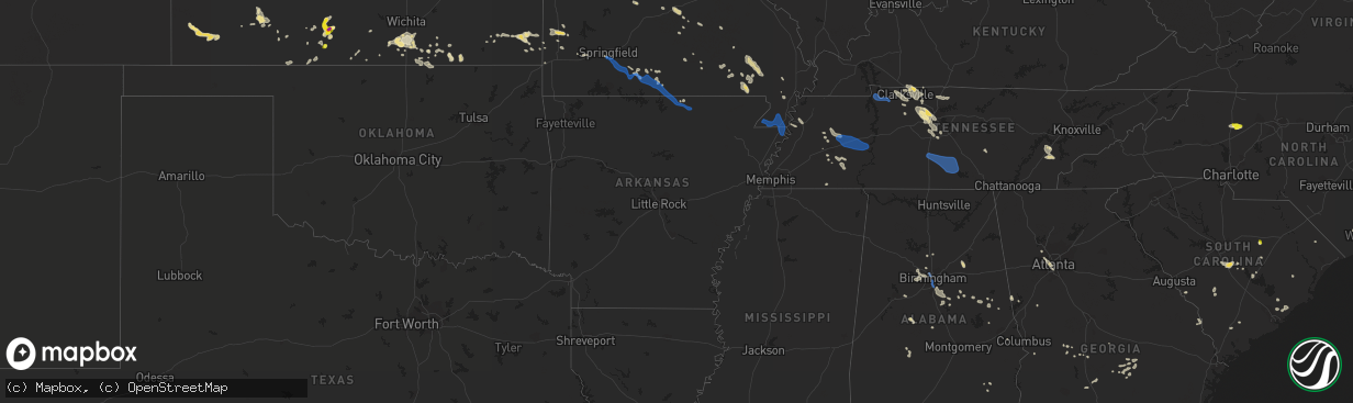 Hail map in Arkansas on July 31, 2021