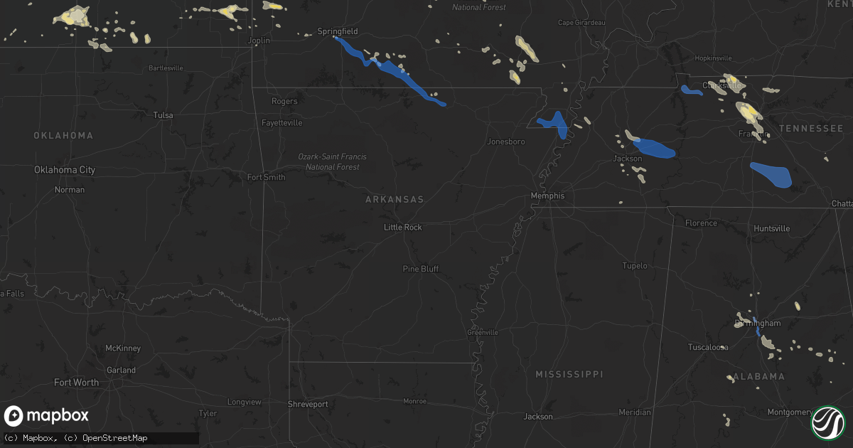 Hail map in Arkansas on July 31, 2021