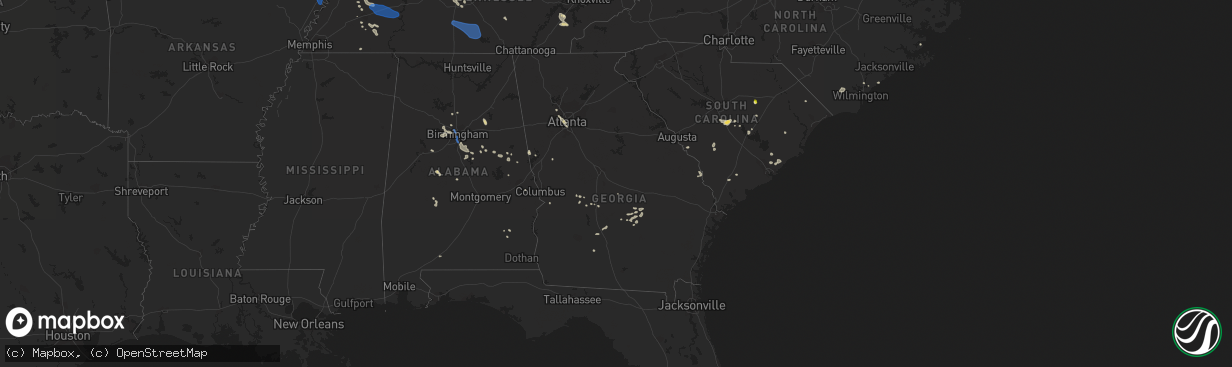 Hail map in Georgia on July 31, 2021