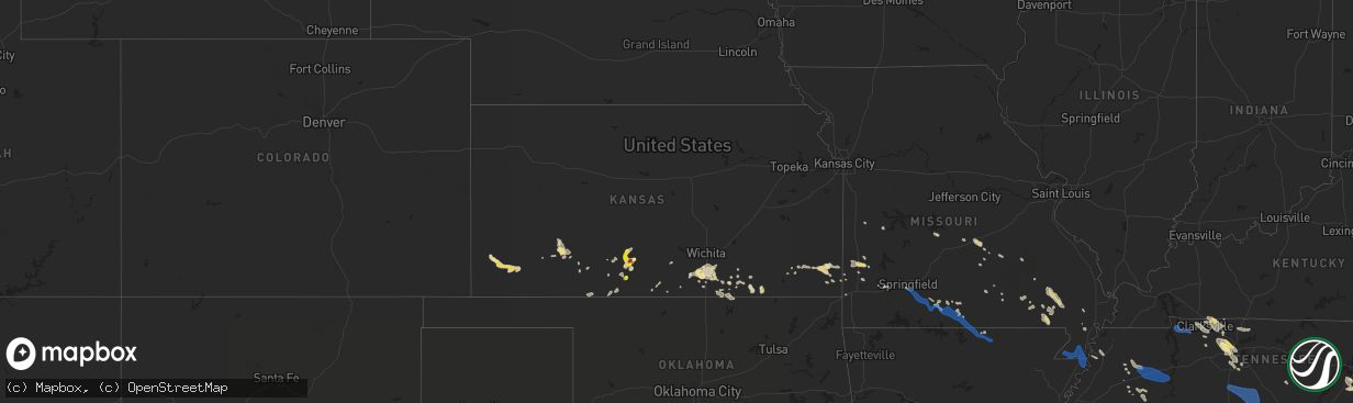 Hail map in Kansas on July 31, 2021