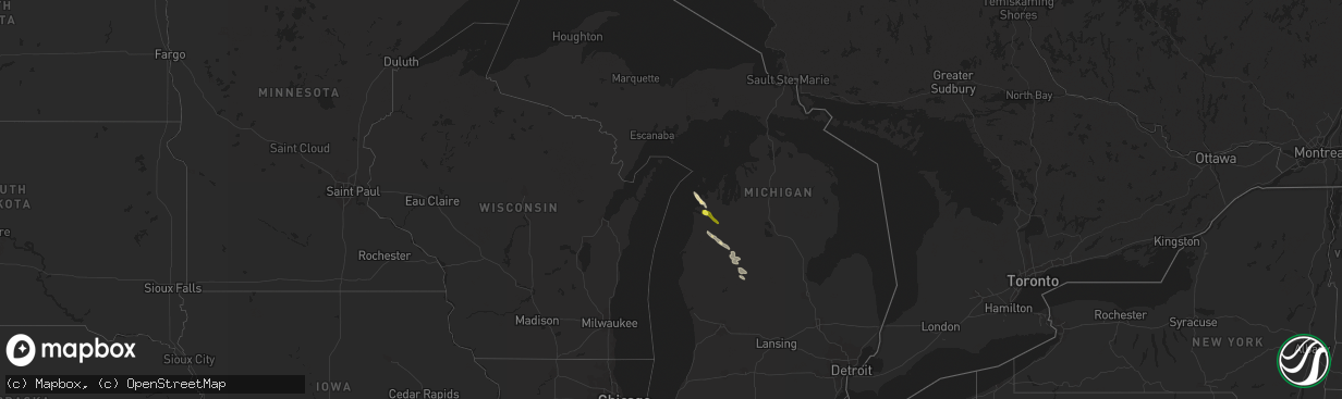 Hail map in Michigan on July 31, 2021