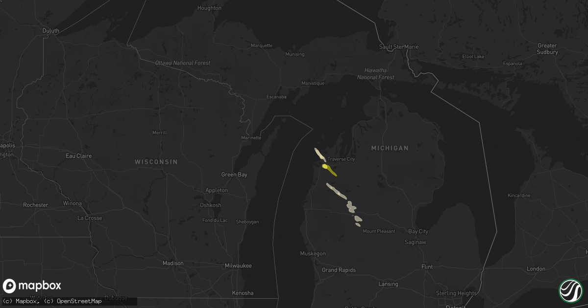 Hail map in Michigan on July 31, 2021